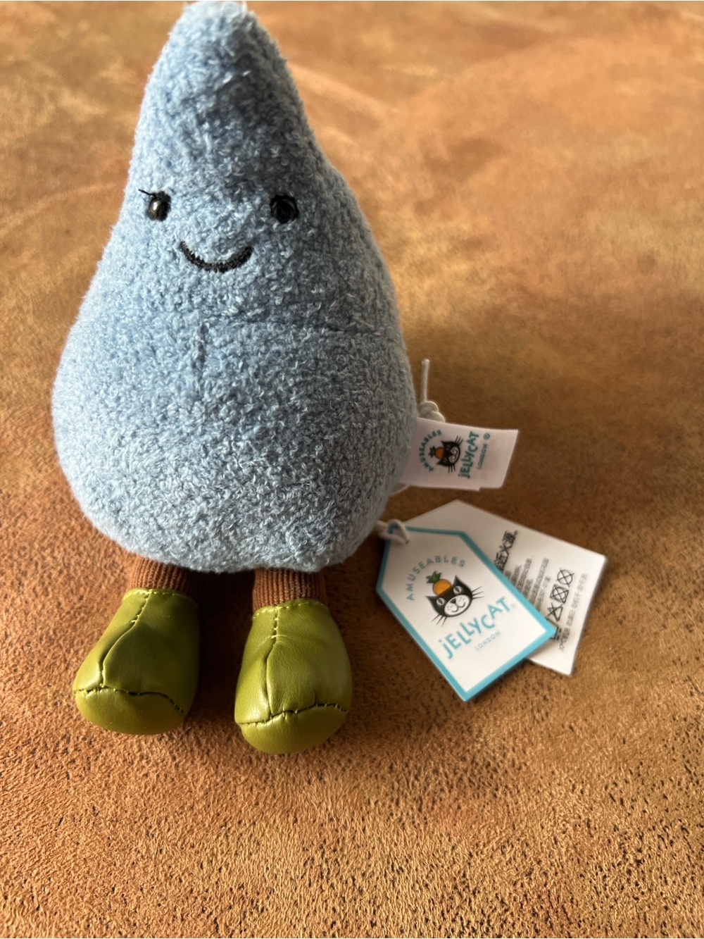 NWT Jellycat knockoff Blue Rain Drop Plush with Lime Green Shoes